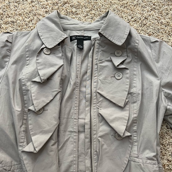 I•N•C light grey ruffled zip up with button detail - Picture 2 of 5